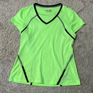 Fila bright neon yellow active athletic shirt with zippered pocket